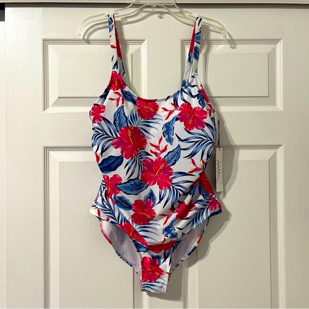 Nicole Miller Studio One Piece Floral Swimsuit. Size XL